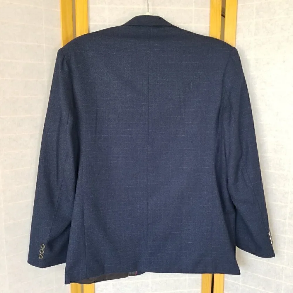Men's Navy Blue Sport Coat Blazer Two-Button Wool Blend